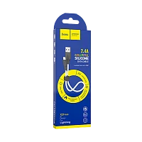 Кабель HOCO X21 Plus USB (m)-Lightning (m) 0.25м 2.4A силикон черный белый (1/30/300)