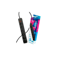 Сетевой фильтр Космос 6р.С/З 16A 5.0м ПВС 3x1мм² с выкл. черный (1/20)