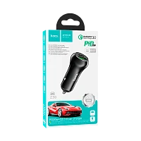Автомобильное З/У HOCO Z38 1USB/Type-C QC3.0 черный (1/12/120)