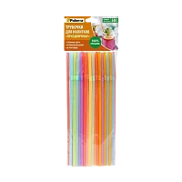 Трубочки для коктейлей "ПРАЗДНИЧНЫЕ", разноцветные, с изгибом, 23*0,5см, 50шт. в уп., PATERRA (1/48)