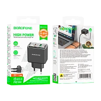 Сетевое З/У Borofone BAS32A 1USB+1Type-C 3.0A 30W PD,QC с кабелем Type-C/Type-C черный (1/46/184)