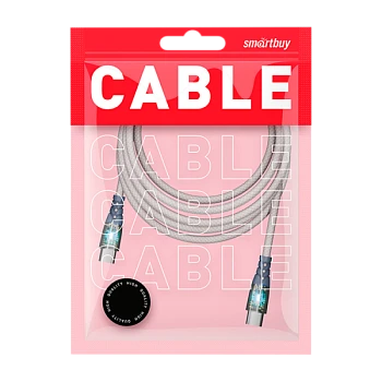 Кабель Smartbuy Type-C (m)-Type-C (m) 1м 3.0A нейлон серый