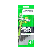 Бритва одноразовая Gillette "BLUE3 Simple Sensitive" 3 лезвия 4шт. (1/6/12)