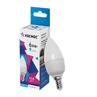 Лампа светодиодная Космос CN E14 6.5W 4500К 220V свеча матовая (1/10/80)