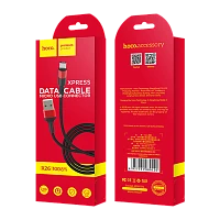 Кабель HOCO X26 USB (m)-microUSB (m) 1м 2.0A нейлон черный красный (1/30/300)