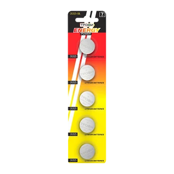 Батарейка Трофи CR2025 BL5 Lithium 3V (5/100/1000)