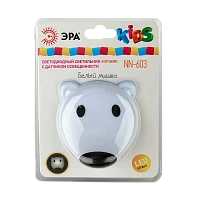 Ночник ЭРА NN-603 1LED 0.5W 220V в розетку с фотосенсором белый (1/42)