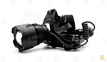 Фонарь налобный Без бренда T1907-P90 от аккумулятора ZOOM + Power Bank черный