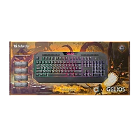 Клавиатура проводная Defender GK-174DL Gelios игровая USB 1.5м черный (1/10)