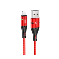 Кабель HOCO U93 USB (m)-Lightning (m) 1.2м 2.4A нейлон красный (1/22/220)