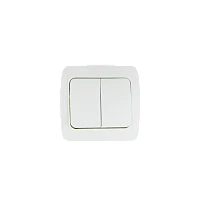 Выключатель Прогресс Slim 2-клав.10A ABS + Керамика белый (1/10/200)