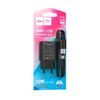 Сетевое З/У HOCO C134A 1USB/Type-C 3.0A QC3.0 черный (1/72)