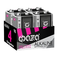 Батарейка Фаzа Крона 6LR61 BOX4 Alkaline 9V (4/24/192)