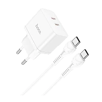 Сетевое З/У HOCO N29 2Type-C 35W с кабелем Type-C-Type-C 60W белый (1/13/130)