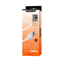 Кабель Borofone BX14 USB (m)-Lightning (m) 2м 2.0A ПВХ белый (1/360)