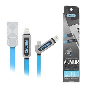 Кабель Remax RC-067t Armor USB (m)-Lightning/microUSB (m) 1м 2.1A голубой