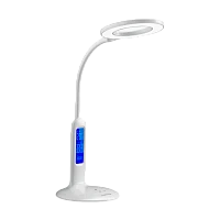 Светильник настольный Camelion KD-823 8W 230V 1LED на основании сенс. термометр белый (1/10)