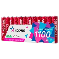 Аккумулятор бытовой Космос HR03 AAA Shrink 12 NI-MH 1100mAh (12/84/1008)