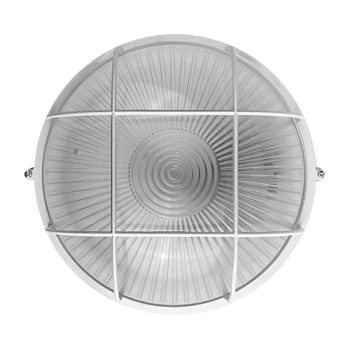 Светильник влагозащищенный Camelion 1301S 60W 230V E27 IP54 накладной решетка белый (1/10)