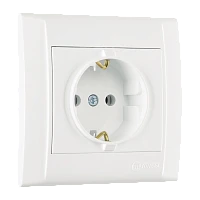 Розетка Makel Defne 1гн. 16A С/З пластик белый 42001028 (1/12)