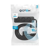 Удлинитель Фотон 10-103 3р.Б/З 10A 10.0м ПВС 2x0.75мм² черный (1/10)