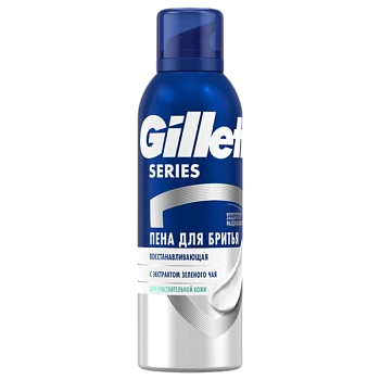 Пена для бритья Gillette Series REVITALIZING 200мл с экстрактом зеленого чая (1/6)