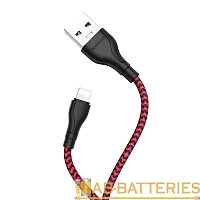 Кабель Borofone BX39 USB (m)-Lightning (m) 1м 2.4A нейлон черный красный (1/360)