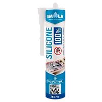 Герметик SMOLA Silicone 100% 280мл санитарный прозрачный (1/12)