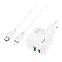 Сетевое З/У HOCO C111A 1USB/Type-C 3.0A 30W с кабелем Type-C-Type-C 60W белый (1/20/120)