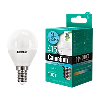 Лампа светодиодная Camelion G45 E14 5W 4500К 170-265V шар матовая (1/10/100)