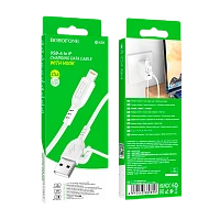Кабель Borofone BX91 USB (m)-Lightning (m) 1м 2.4A ПВХ белый (1/360)