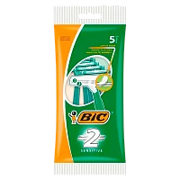 Бритва одноразовая BIC "БИК 2 Sensitive" 2 лезвия 5шт. (1/20)