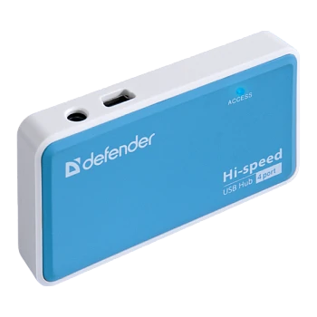 USB-Хаб Defender Quadro Power 4USB USB2.0 голубой (1/50)