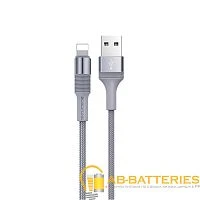 Кабель Borofone BX21 USB (m)-Lightning (m) 1м 2.4A нейлон серый (1/648)