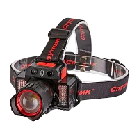 Фонарь налобный Спутник ASL663 5W LED от аккумулятора 5 режимов черный красный (1/20)