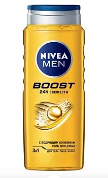 Гель для душа мужской Nivea BOOST 3 в 1 500мл (1/12)