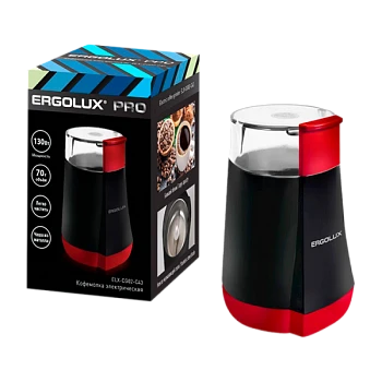 Кофемолка Ergolux ELX-CG02-С43 PRO электрическая черный красный (1/24)
