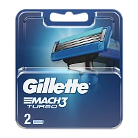 Сменные кассеты Gillette "MACH3 TURBO" 3 лезвия 2шт. (цена за 1 шт) RUS (2/20)