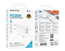 Сетевое З/У Borofone BA85A 2Type-C 3.0A 35W QC3.0 белый (1/40/160)