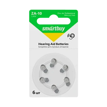 Батарейка Smartbuy ZA10 BL6 Zinc Air 1.45V (6/60/600/3000)