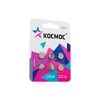 Батарейка Космос G10/LR1130/LR54/389A/189 BL6 Alkaline 1.5V (6/60/2400)