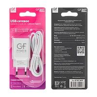 Сетевое З/У GFPower GF20T 1USB/Type-C 2.1A белый (48/192)