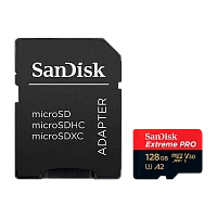 Карта памяти microSD SanDisk Extreme Pro 128GB UHS-I (U3) 170 МБ/сек V30 A2 с адаптером