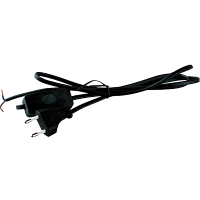 Сетевой кабель Volsten S-LRBK ШВВП2х0,75, с плоск. вилкой, 1300Вт, 6А, выкл., б/3, 1.5м чёрный