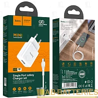 Сетевое З/У HOCO N9 1USB 2.1A с кабелем Type-C белый (1/12/120)