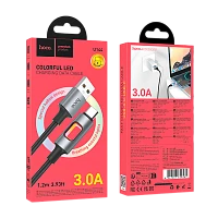 Кабель HOCO U144 USB (m)-Type-C (m) 1.2м 3.0A нейлон подсветка золотой (1/22/220)