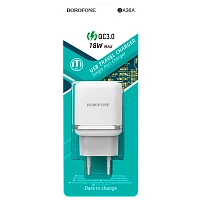 Сетевое З/У Borofone BA36A 1USB 3.0A 18W QC3.0 белый (1/65/260)