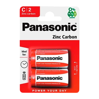 Батарейка Panasonic R14 C BL2 Zinc Carbon 1.5V (2/24/120)