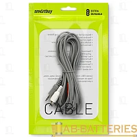 Кабель AUX Smartbuy KA-315 Jack 3.5mm (m)-2xRCA (m) 5м силикон серый (1/30)