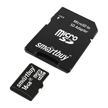 Карта памяти microSD Smartbuy 16GB Class4 4 МБ/сек с адаптером